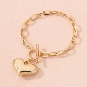 Adorable Gold Hanging Heart Toggle Bracelet!
